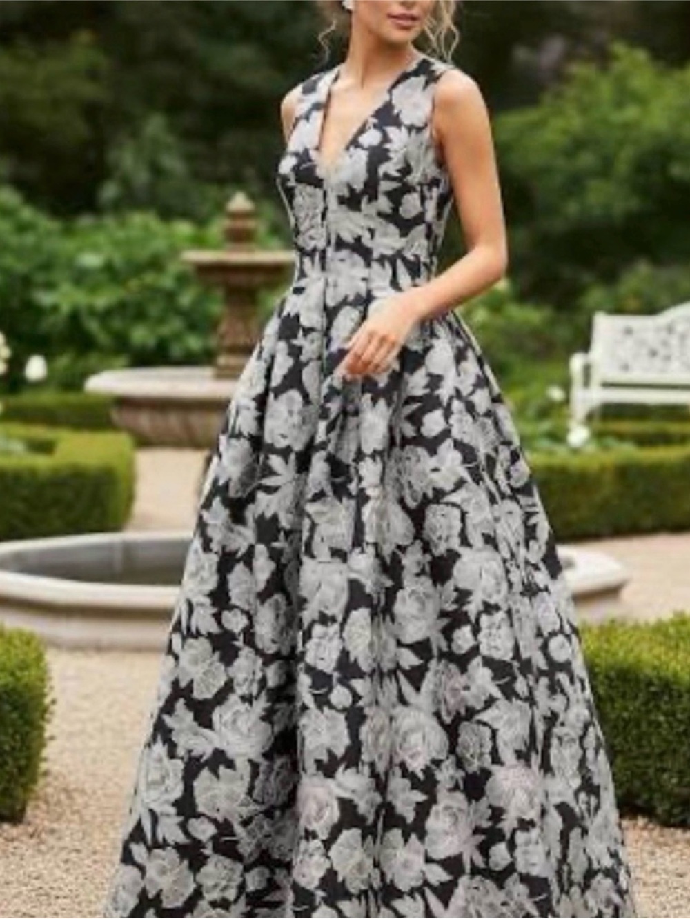 Alex Marie Black and White Floral Maxi Dress